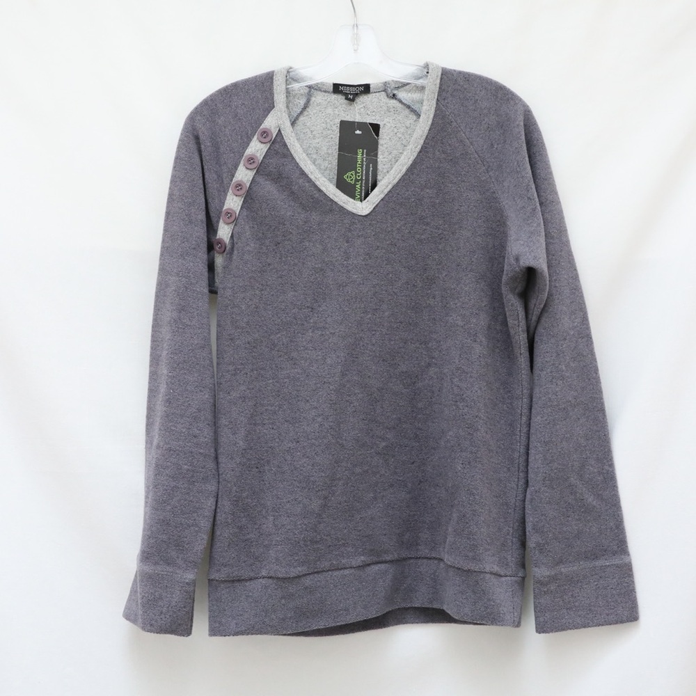 Mission Revival Clothing Thermal Top Unisex Grey Purple hiking gorpcore active M